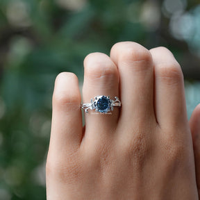 Profile View of Blue Portuguese Cut Ring