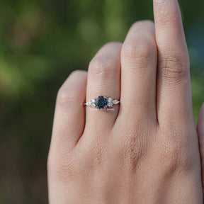 Blue Topaz Round Gemstone Accent Stone Ring