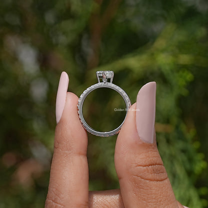 Lozenge Cut Moissanite Solitaire Diamond Bridal Set Ring