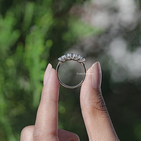Side View of Five Stone Wedding Moissanite Ring
