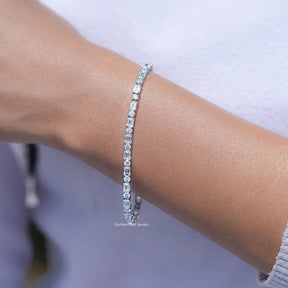 Emerald And Round Cut Diamond Tennis Bracelet