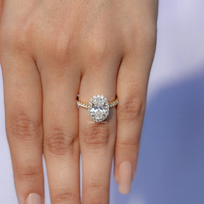 View of Oval Cut Diamond Halo Engagement Ring