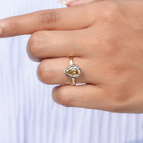 View Of Yellow Moissanite Bezel Set Solitaire Ring 
