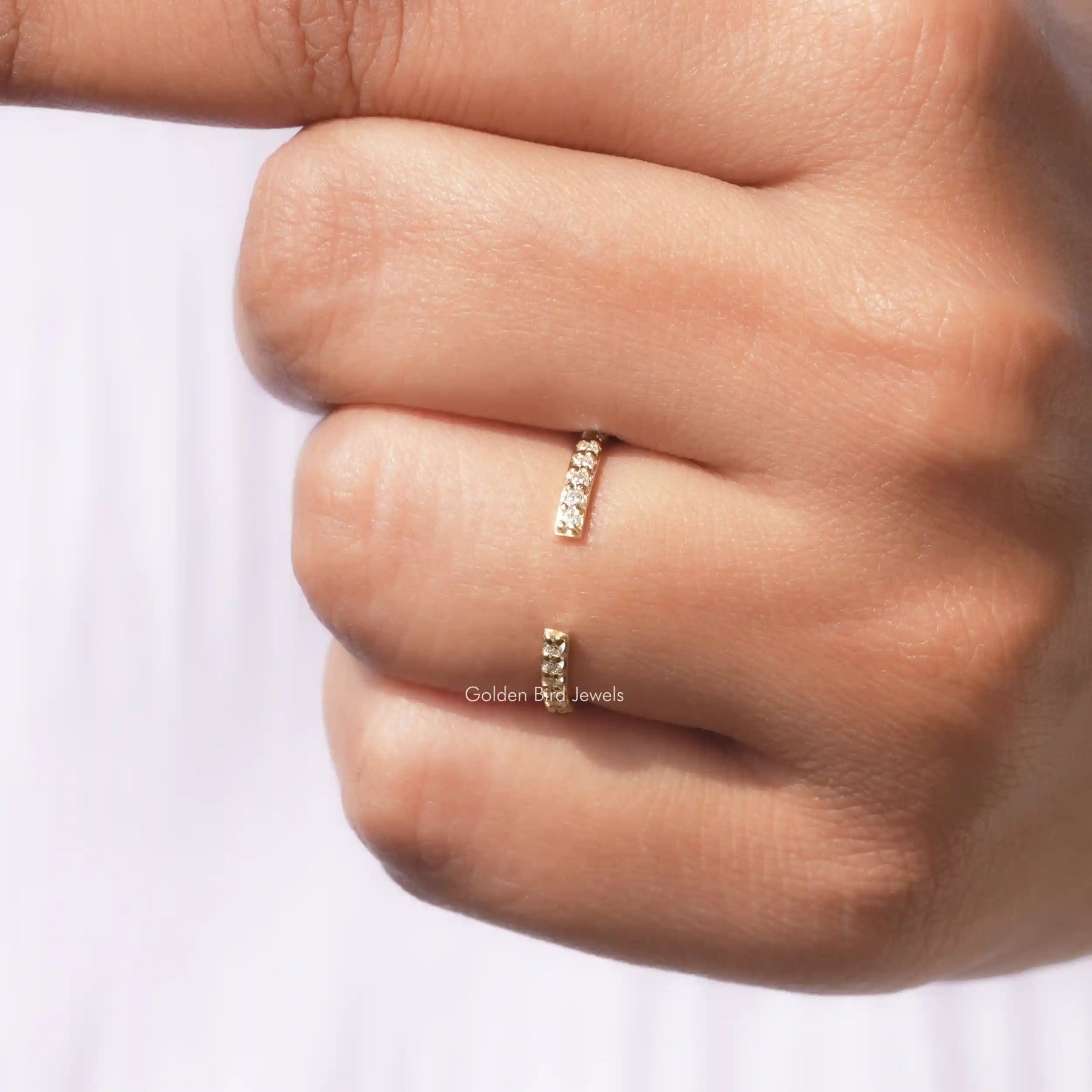 Round Cut Moissanite Open Cuff Dainty Band