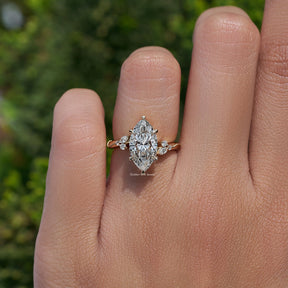 Bypass Shank Marquise Cut Lab Grown Accent Ring