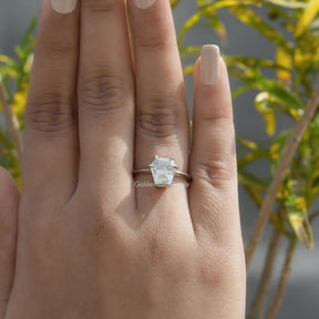 Detailed View of Unique Calf's Head Moissanite Ring In White Gold