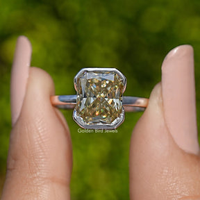 Canary Yellow Radiant Cut Moissanite Solitaire Ring