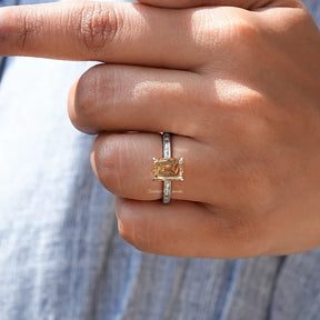Criss Cut Moissanite Accent Stone Wedding Ring