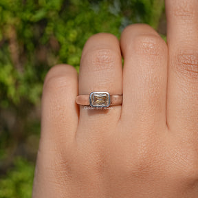 Champagne Criss Cut Moissanite Solitaire Ring