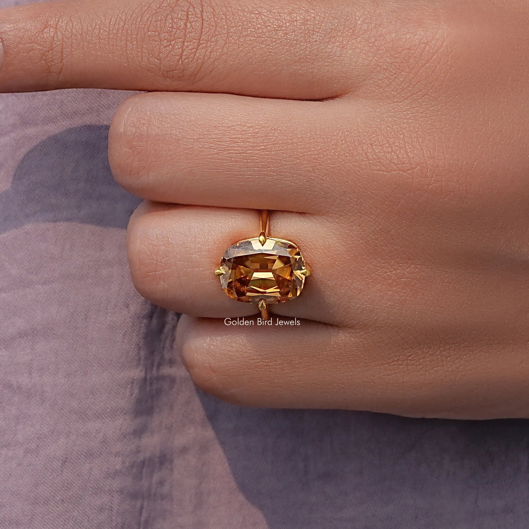 Old Mine Cushion Solitaire Moissanite Ring