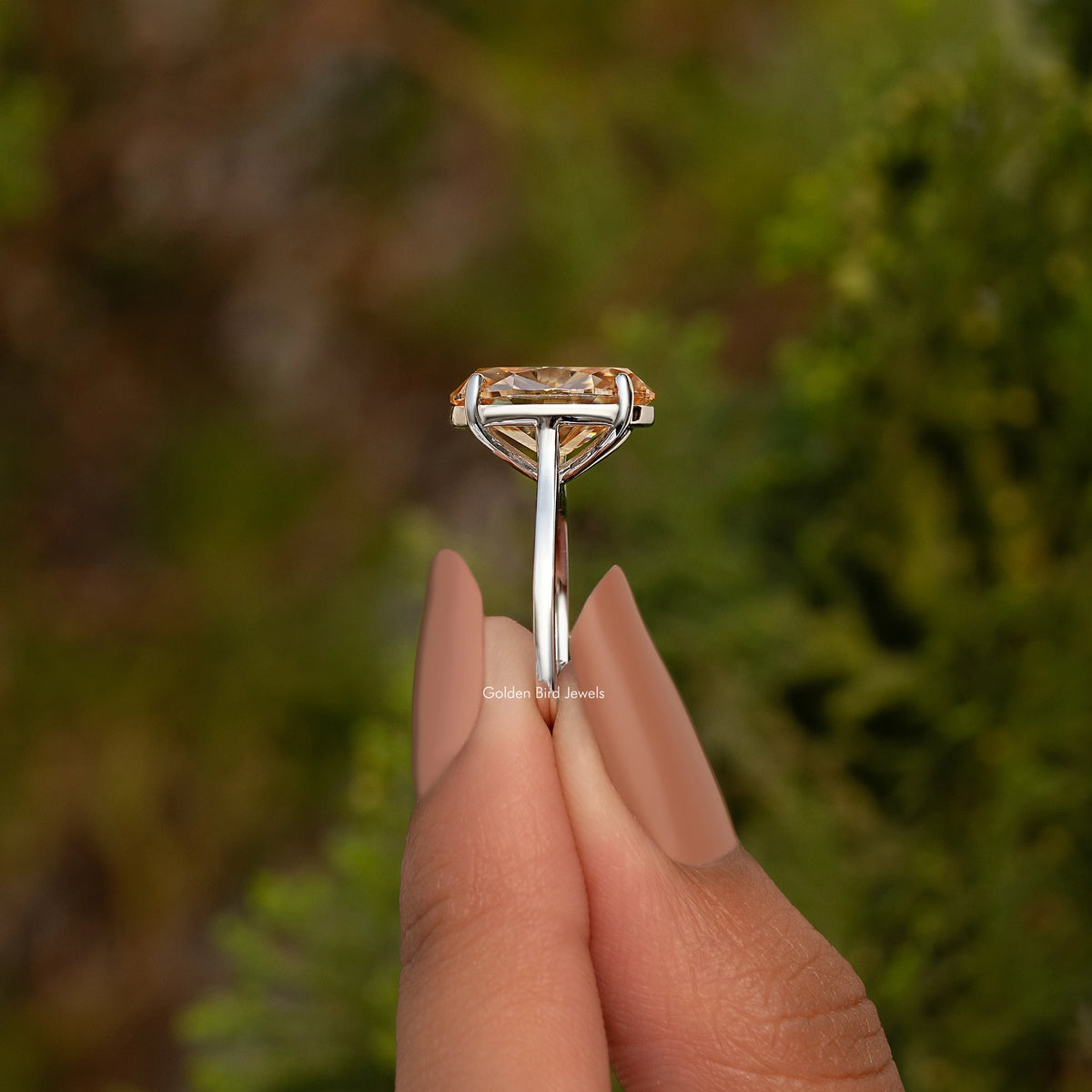 Champagne Oval Shape Moissanite Ring