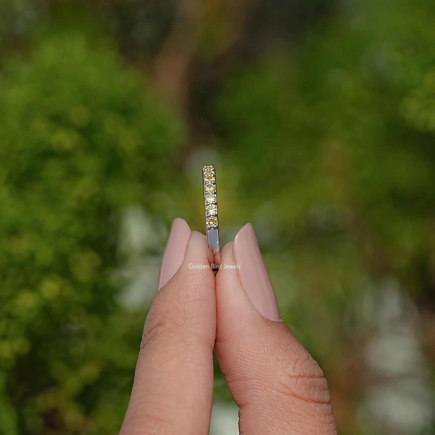 Citrine Yellow Round November Birthstone Band