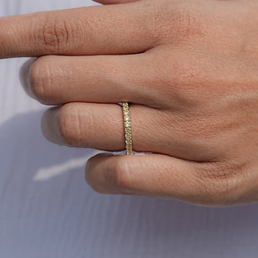 Citrine Yellow Round November Birthstone Band