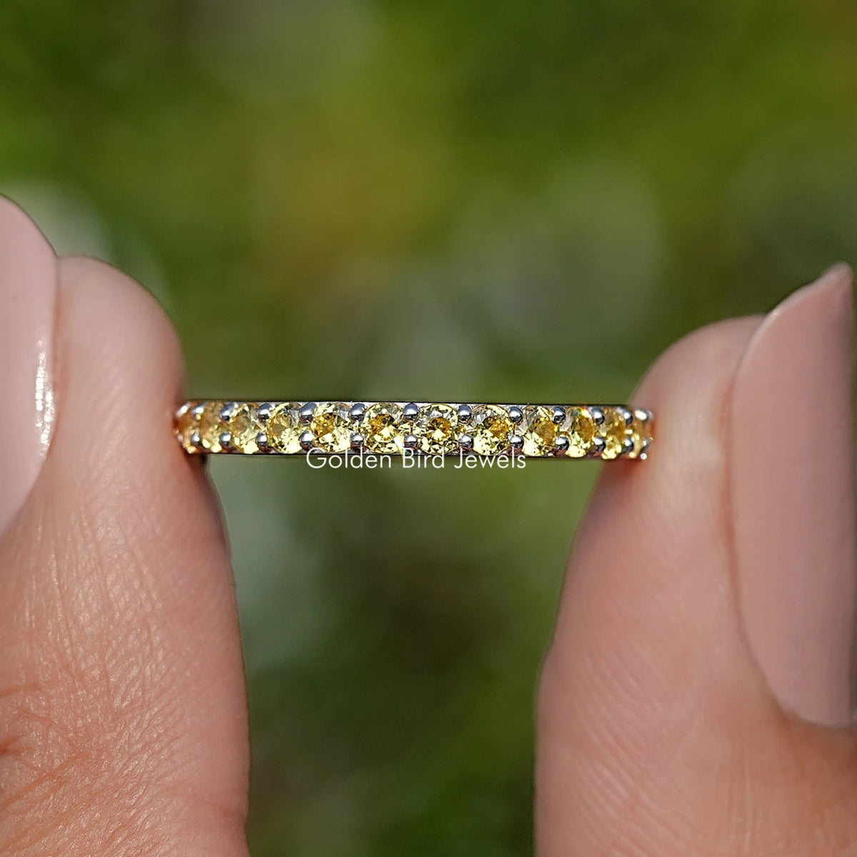 Citrine Yellow Round November Birthstone Band