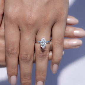 Close view of Marquise Cut Moissanite Solitaire Ring
