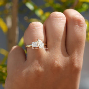 Pear and Princess Cut Lab Diamond Toi Et Moi Ring
