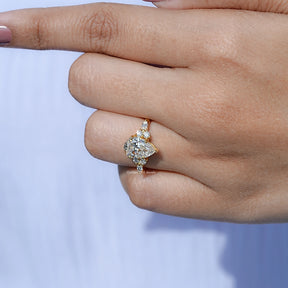 View of Pear cut moissanite Accent engagement ring

