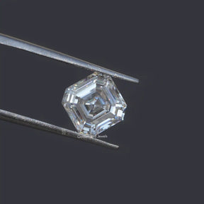 View of Asscher Cut Loose Moissanite Stone In White
