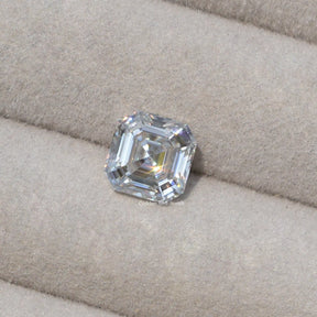 Front View Of Moissanite Asscher Cut Loose Stone In White