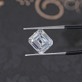 In Tweezer View Of Old Mine Asscher Cut Loose Moissanite