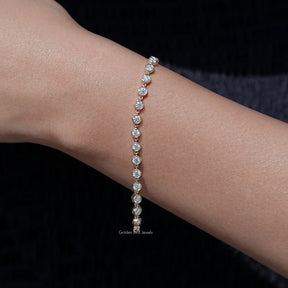 Colorless Round Cut Moissanite Bracelet