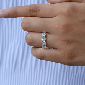 [Moissanite Round Cut White Gold Wedding Band]-[Golden Bird Jewels]