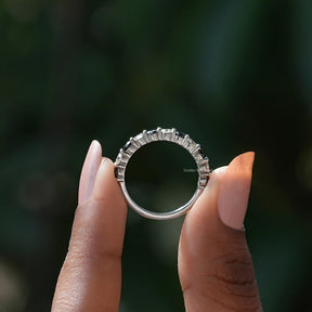 [Colorless Round Cut Half Eternity Band]-[Golden Bird Jewels]