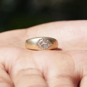 Colorless Step Cut Pear Vintage Moissanite Men's Ring
