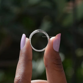 [Moissanite Criss Cross Round Eternity Wedding Band]-[Golden Bird Jewels]