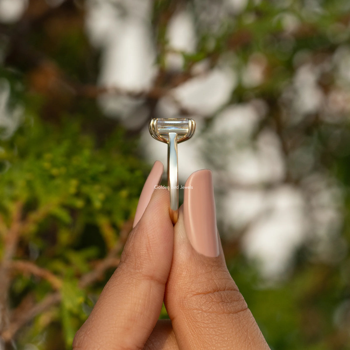 Moissanite Criss Cut Solitaire Engagement Ring