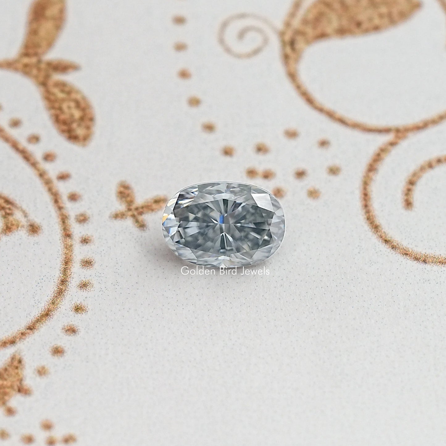 Grey Crushed Ice Oval Moissanite Gemstone