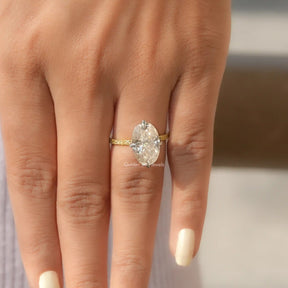 Crushed Ice Oval Cut Accent Stone Ring In finger