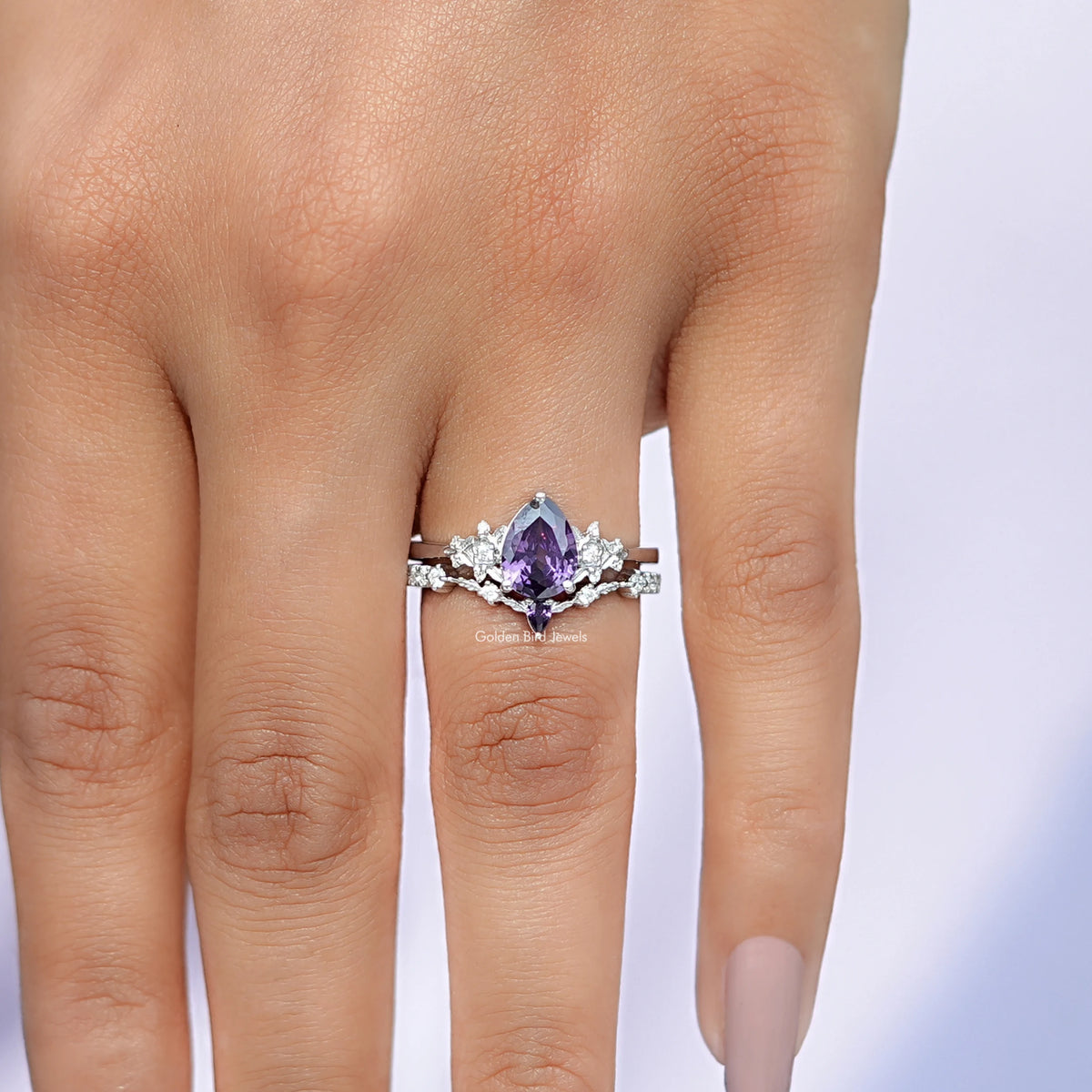 Pear Cut Gemstone Bridal Ring Set