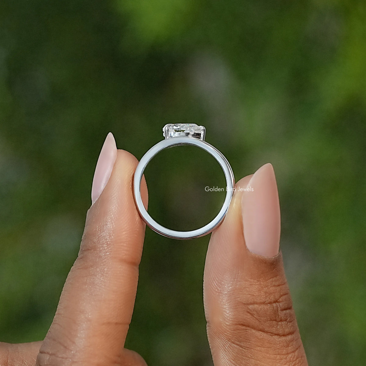 East West Pear Moissanite Solitaire Engagement Ring