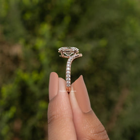 Oval Cut Lab Diamond Curved Accent  Ring