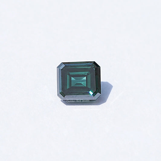 Dark Green Old Mine Asscher Loose Moissanite