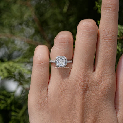 Cushion Cut Diamond Moissanite Accent Ring