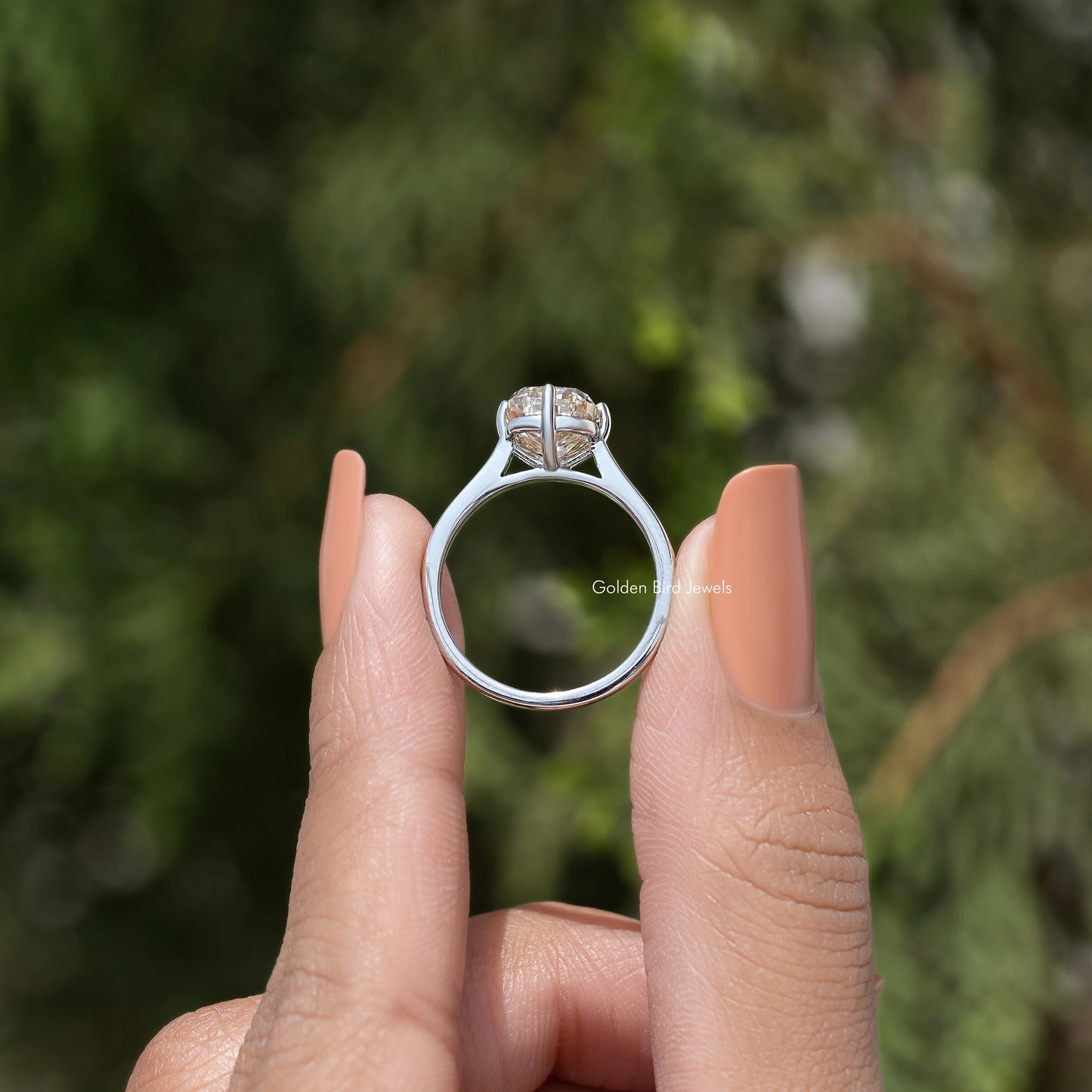 Elongated Cushion Moissanite Solitaire Engagement Ring