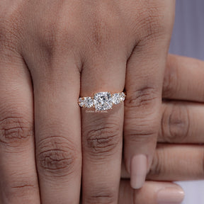 Front view of Cushion Cut Diamond Five Stone Ring