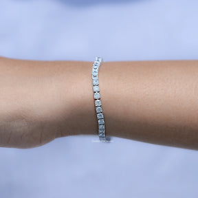 Cushion Cut Diamond Tennis Steel Bracelet in Unique Pattern 
