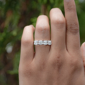 Cushion Cut Moissanite Eternity Wedding Band