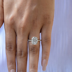 Top view of moissanite engagement ring in cushion shape for women 's wear