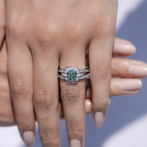 Cushion Cut Moissanite Halo Engagement Ring