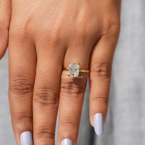 Moissanite Cushion Cut Solitaire Ring In finger