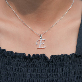Round Cut Moissanite E Letter Pendant