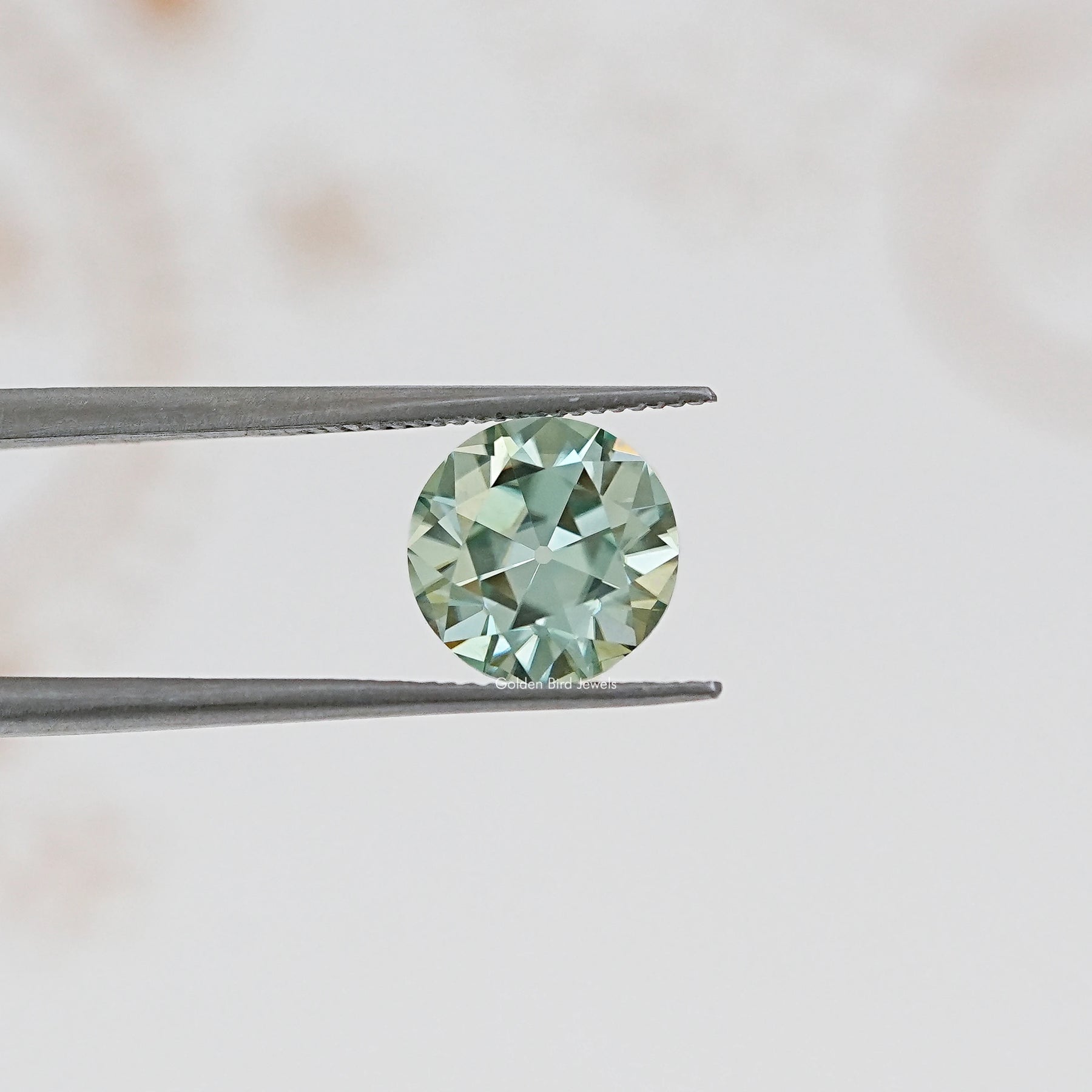 In Tweezer View Of Old European Round Cut Loose Moissanite