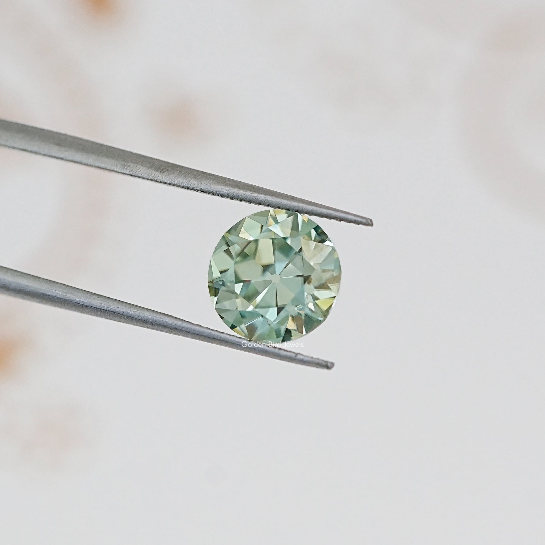 Cross View Of Blue Old European  Loose Moissanite