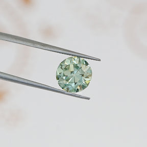Cross View Of Blue Old European  Loose Moissanite
