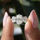 Old Mine Oval Cut Three Stone Engagement Ring