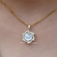 Portuguese Cut Moissanite Halo Marriage Pendant For Her